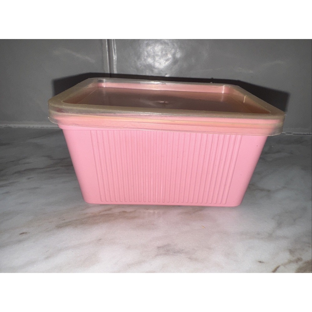 Vintage Pink Goody Storage Box Container With Lid for Barrettes Bobby Pins, 80s‎
